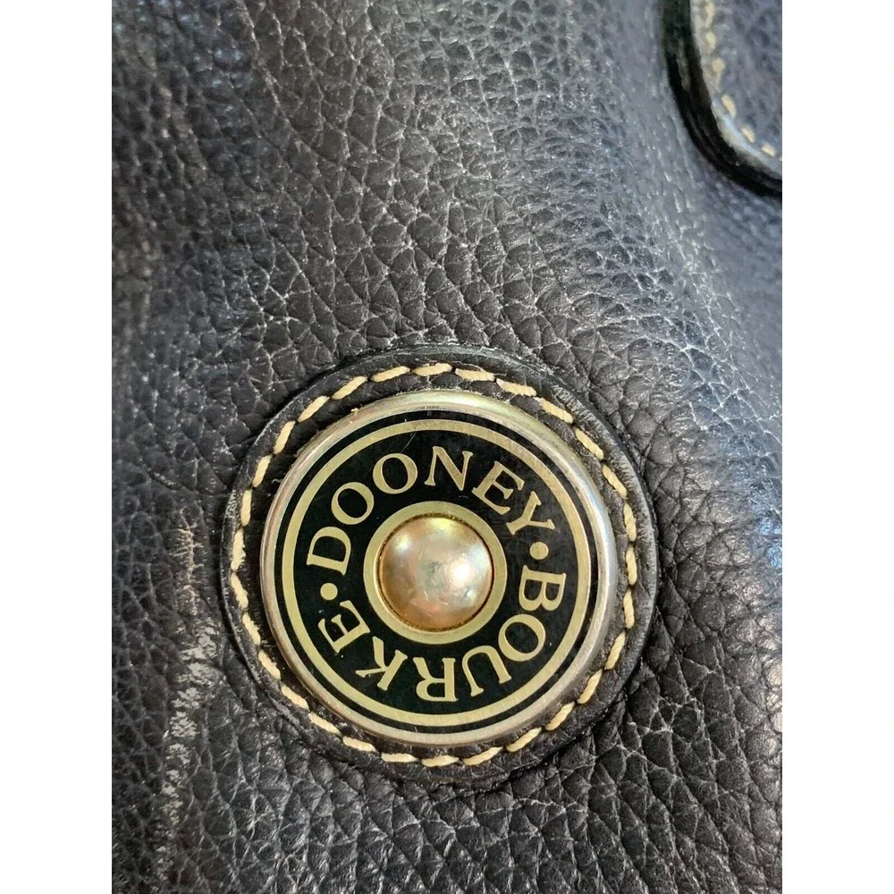 DOONEY & BOURKE Leather Black Bowler Pebble Handbag Purse Vtg - Picture 16 of 16